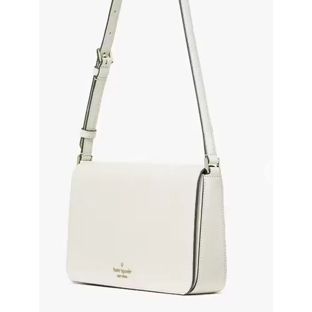 kate spade Staci Meringue Ivory Gold Tone Saffiano Leather Small Hobo Bag